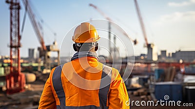 A civil engineer standing at the construction site. Stock Photo