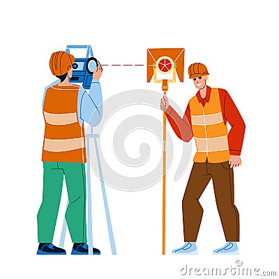 Civil Engineer With Surveying Equipment Vector Vector Illustration