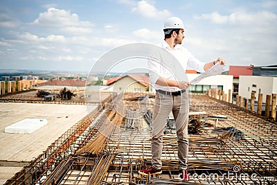 civil engineer working on construction site. Architect and construction industry details Stock Photo