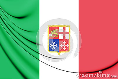 Civil Ensign of Italy. Stock Photo