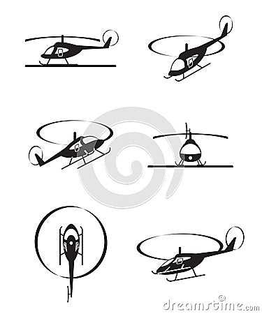 Civil helicopters in perspective Vector Illustration