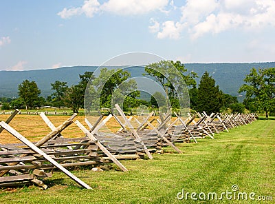 Civil War Battlefield with Fence Stock Photo