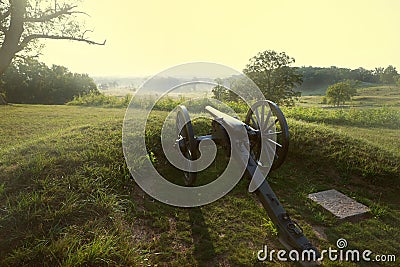 Civil War cannon on Cemetery Hill in Gettysburg , PA Stock Photo