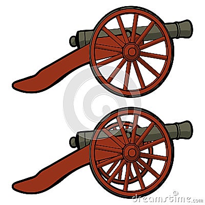 Civil war cannon view side Vector Illustration