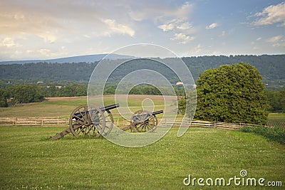 Civil War cannons at Antietam Sharpsburg battlefield in Maryla Stock Photo