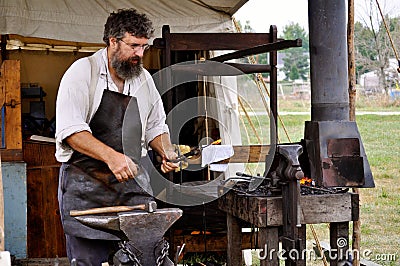 Civil War Re-enactment - Blacksmith Editorial Stock Photo