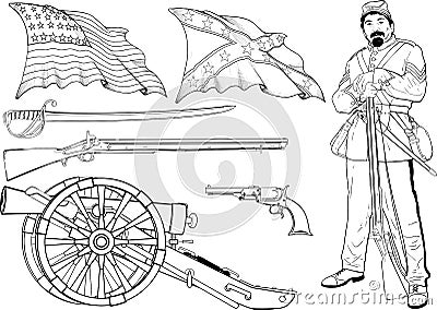 Civil war set Vector Illustration