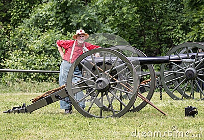 Civil War Soldier and his Cannon Editorial Stock Photo