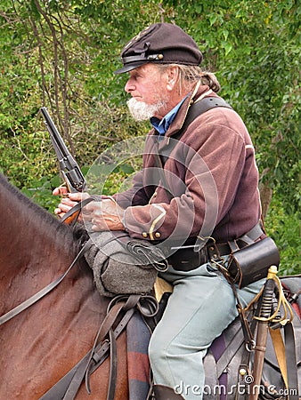 Civil War soldier on horse. Editorial Stock Photo