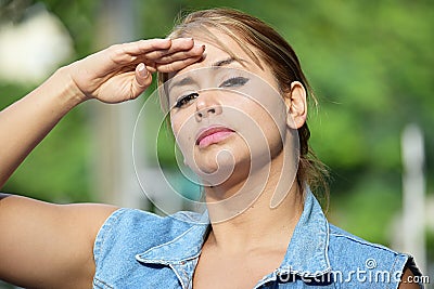 Civilian Woman Saluting Stock Photo