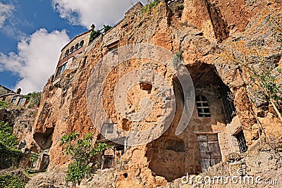 Civita di Bagnoregio, Viterbo, Lazio, Italy: the rock face of th Stock Photo