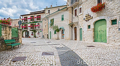 Civitella Alfedena in a summer afternoon. Province of L`Aquila, Abruzzo National Park, Italy. Editorial Stock Photo