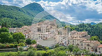 Civitella Alfedena in a summer afternoon. Province of L`Aquila, Abruzzo National Park, Italy. Stock Photo