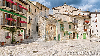 Civitella Alfedena in a summer afternoon. Province of L`Aquila, Abruzzo National Park, Italy. Stock Photo