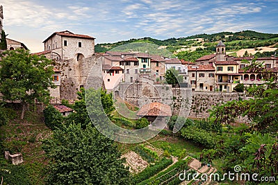 Civitella di Romagna, Forli-Cesena, Italy - urban landscape of the old town on the slopes of the Apennine mountains Stock Photo