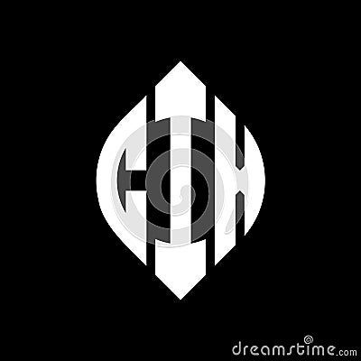 CIX circle letter logo design with circle and ellipse shape. CIX ellipse letters with typographic style. The three initials form a Vector Illustration