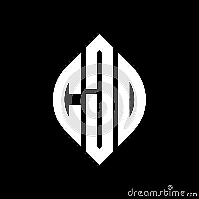 CJD circle letter logo design with circle and ellipse shape. CJD ellipse letters with typographic style. The three initials form a Vector Illustration