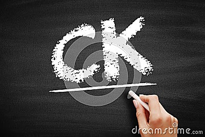 CK Creatine Kinase - enzyme expressed by various tissues and cell types, acronym text concept on blackboard Stock Photo