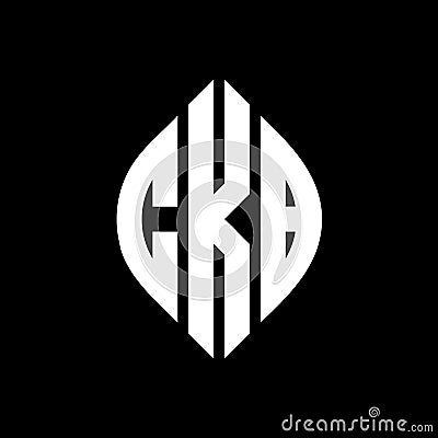 CKB circle letter logo design with circle and ellipse shape. CKB ellipse letters with typographic style. The three initials form a Vector Illustration