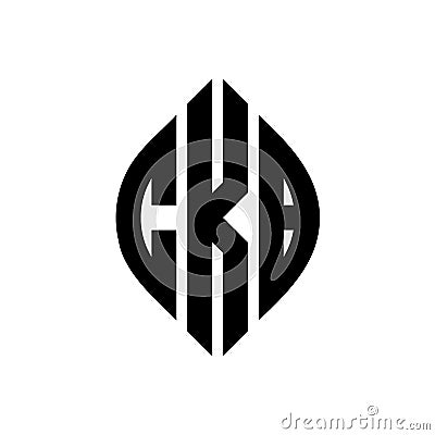 CKB circle letter logo design with circle and ellipse shape. CKB ellipse letters with typographic style. The three initials form a Vector Illustration