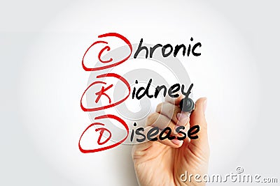 CKD - Chronic Kidney Disease acronym with marker, health concept background Stock Photo