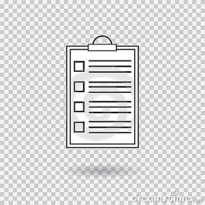 Ckecklist icon with shadow. Vector blank. Clipboard with empty checkboxes Vector Illustration
