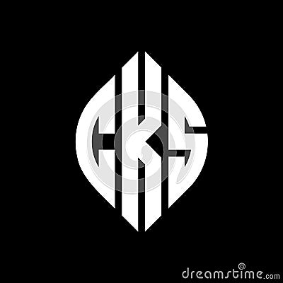 CKS circle letter logo design with circle and ellipse shape. CKS ellipse letters with typographic style. The three initials form a Vector Illustration
