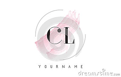 CL C L Watercolor Letter Logo Design with Circular Brush Pattern Vector Illustration