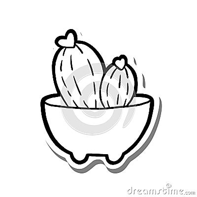 CL276 Cactus Hearts Bowl Vector Illustration