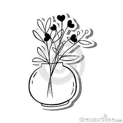 CL355 Hearts Leaves in Round Jar Vector Illustration