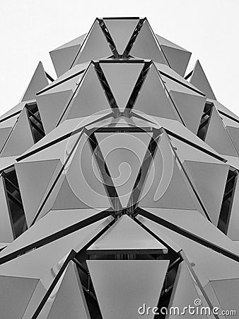 Cladding on geometric modern steel building Editorial Stock Photo