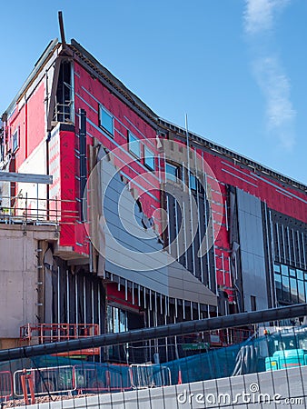 Cladding in the process of being applied to the redevelopment of the bus station in the city centre Editorial Stock Photo
