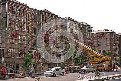 Cladding Replacement, Baku Residence Building Fire. Editorial Stock Photo