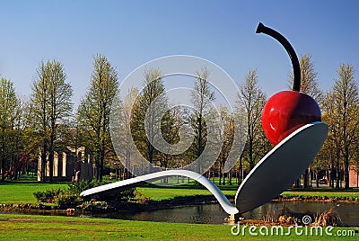 Claes Oldenburg`s Spoonbridge and Cherry Editorial Stock Photo