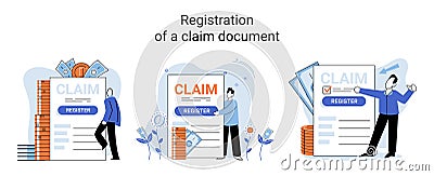 Claim. Compensate wisely by navigating claim form with clear financial statement Vector Illustration