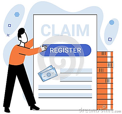 Claim. Secure your financial future by organizing your claim paperwork with precision Vector Illustration