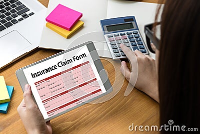 CLAIMS Health insurance form , Business Concept , Insured Claims Stock Photo