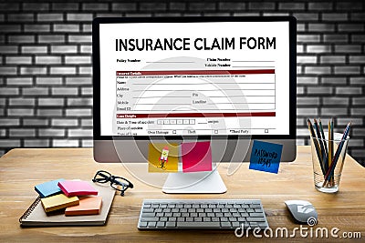 CLAIMS Health insurance form , claims document of the customer Stock Photo