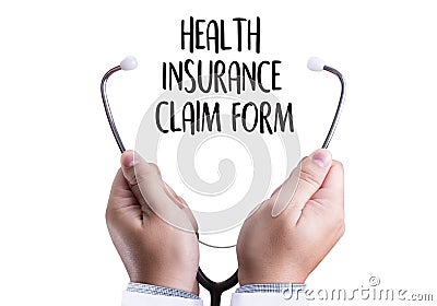 CLAIMS Health insurance form , claims document of the customer Stock Photo