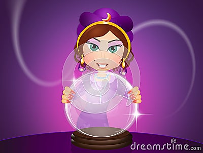 Clairvoyant with crystal ball Stock Photo