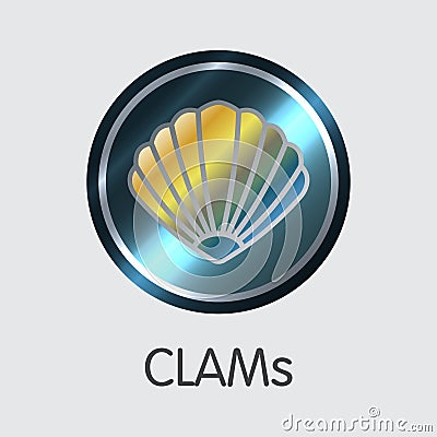 CLAM - Clams. The Logo of Virtual Currency or Market Emblem. Vector Illustration