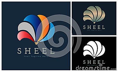 clam shell pearl colour set modern logo template design Vector Illustration