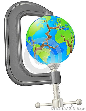 Clamp cracking globe concept Vector Illustration