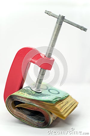 Clamped Paper Money Stock Photo