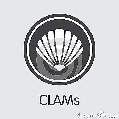 Clams Digital Currency. Vector Web Icon. Vector Illustration