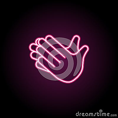 Clap hands neon icon. Simple thin line, outline vector of emoji icons for ui and ux, website or mobile application Stock Photo