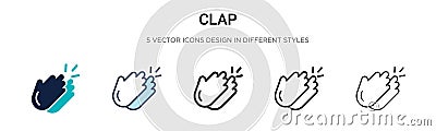 Clap icon in filled, thin line, outline and stroke style. Vector illustration of two colored and black clap vector icons designs Vector Illustration