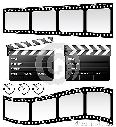 Clapboard and film Vector Illustration