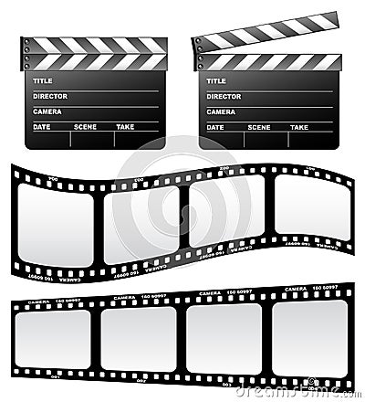 Clapboard and film Vector Illustration