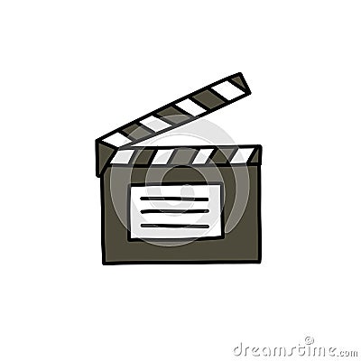 Clapboard film doodle icon, vector color illustration Cartoon Illustration